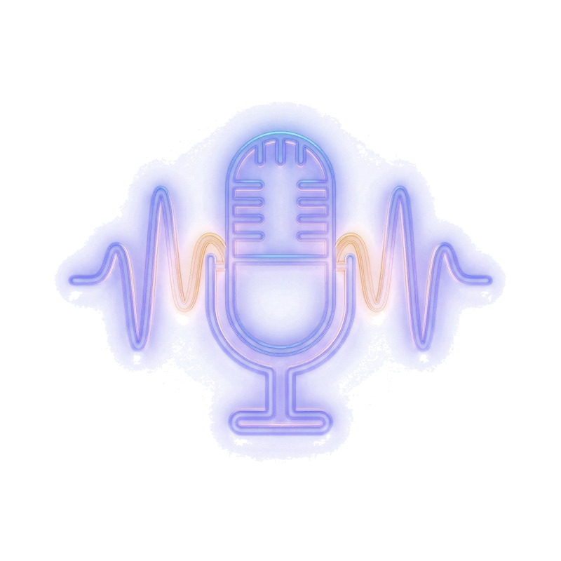 Neon microphone with waveform — speech to text on our own GPUs