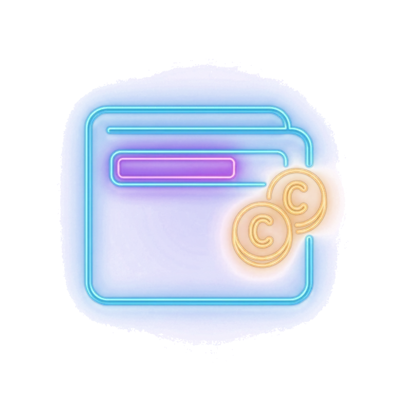 Neon wallet with credit meter — prepaid, transparent AI