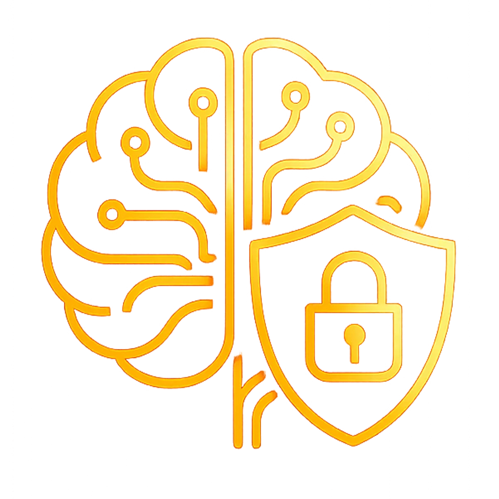 AI brain with security shield