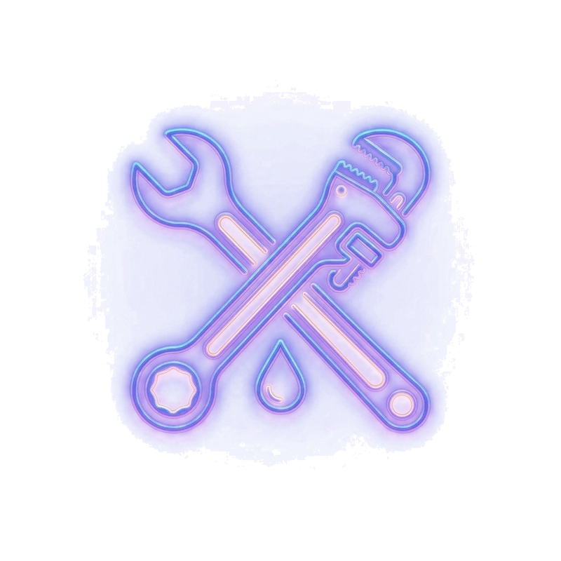 Neon crossed wrench and spanner — trades and field services
